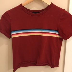 Red rainbow striped shirt